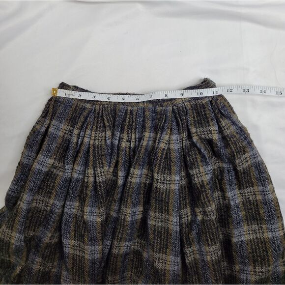 VINTAGE 70s plaid skirt handmade dark academia‎ wool circle XS - Picture 6 of 7